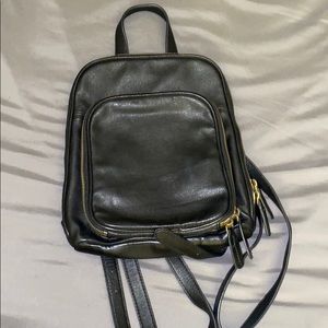 Black leather backpack